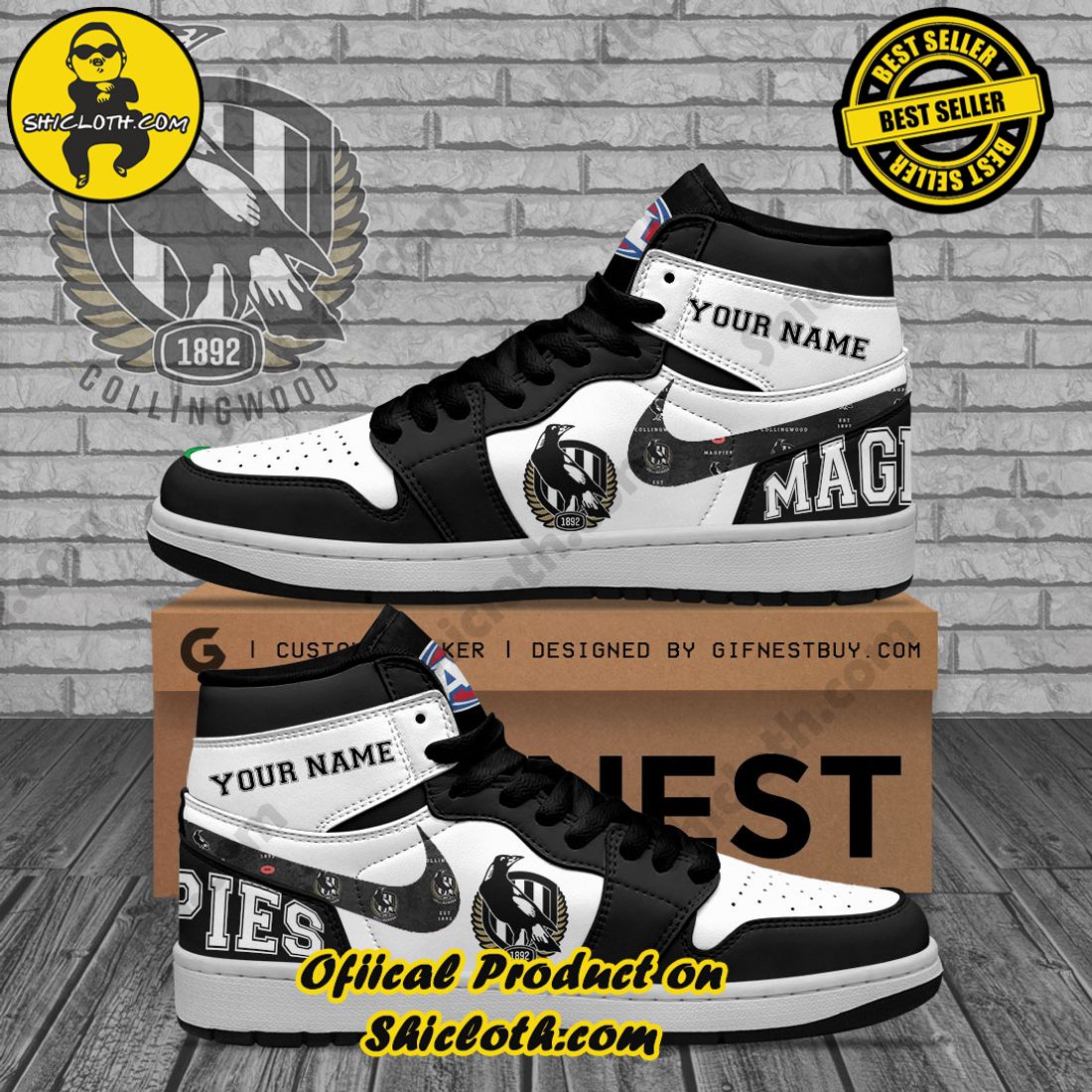 Hot trending and Best seller : Elevating Style with Shicloth's Air Jordan 1 Sneakers 1 Personalized Collingwood FC Nike Jordan 1 Sneaker