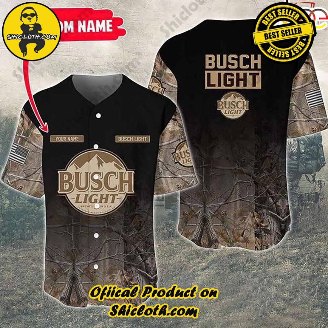 Shicloth's All-Star Baseball Jersey Shirt Collection 18 Personalized Deer Hunting Busch Light All Over Print Baseball Jersey