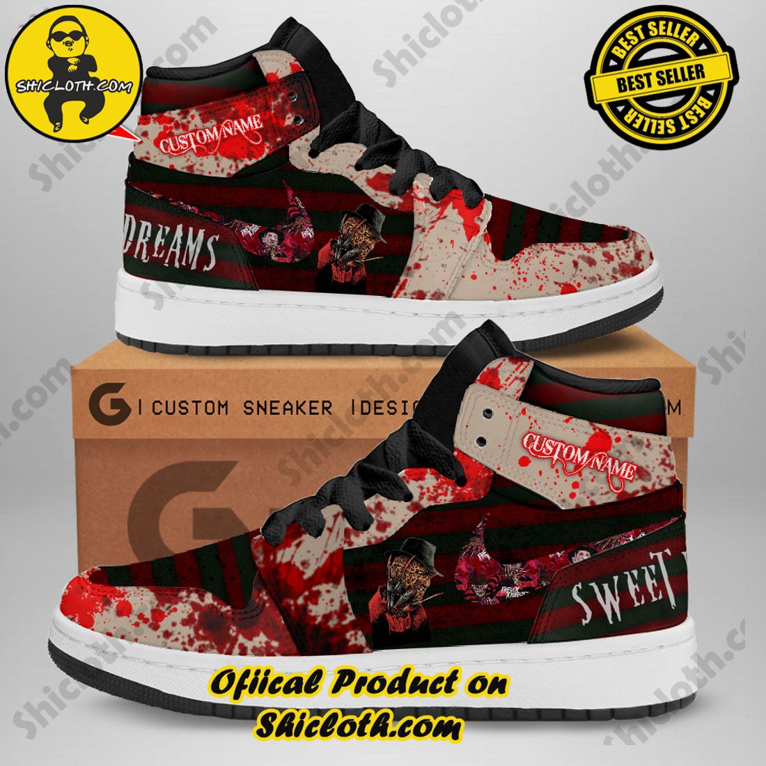Hot trending and Best seller : Elevating Style with Shicloth's Air Jordan 1 Sneakers 2 Personalized Freddy Krueger Nike Jordan 1 Sneaker