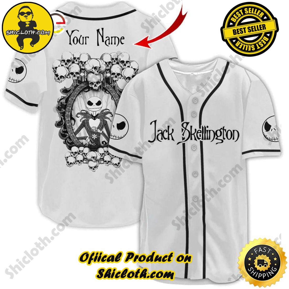 Shicloth's All-Star Baseball Jersey Shirt Collection 24 Personalized Jack Skellington Baseball Jersey Style 4