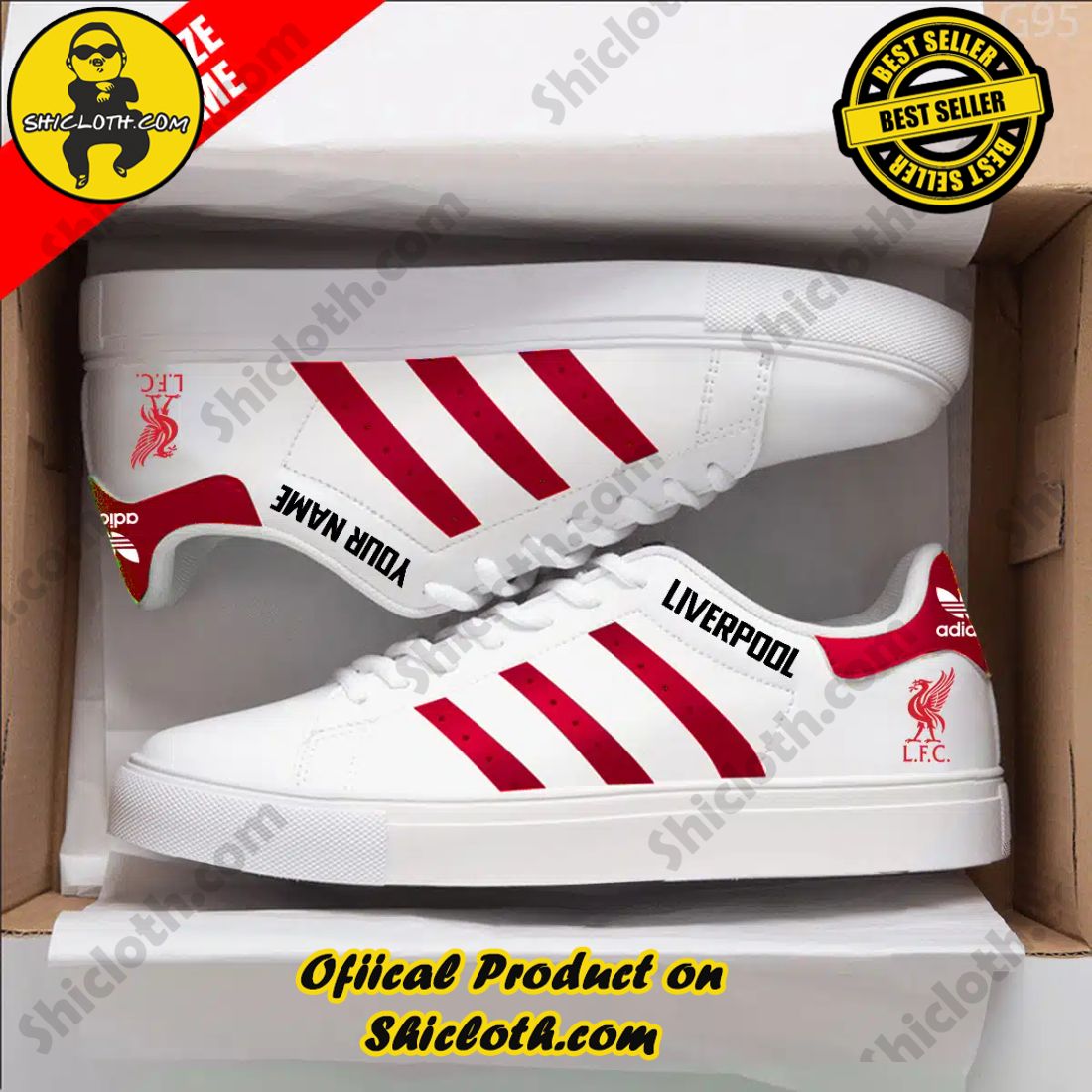 Best Seller: Shiclothshop's Stan Smith Shoes 11 Personalized Liverpool EPL Adidas Stan Smith Low Top Shoes
