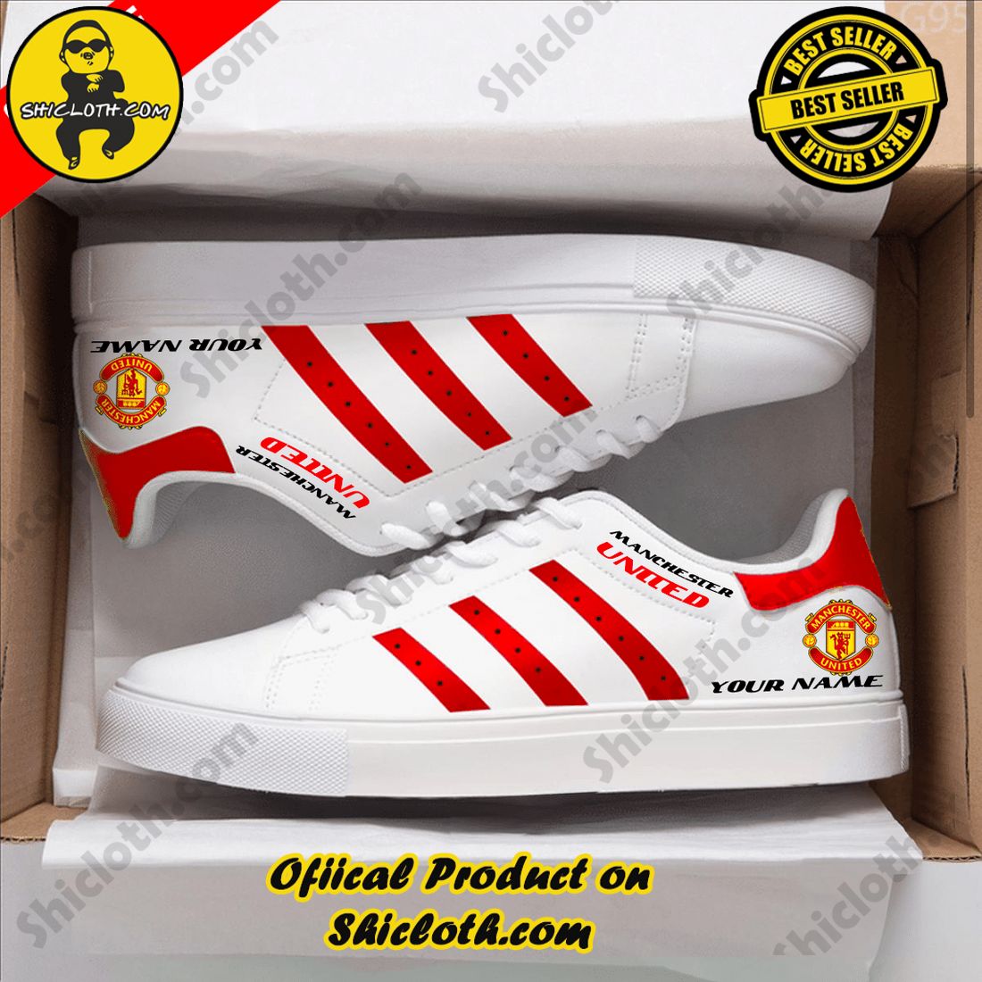 Best Seller: Shiclothshop's Stan Smith Shoes 13 Personalized Manchester United EPL Adidas Stan Smith Low Top Shoes