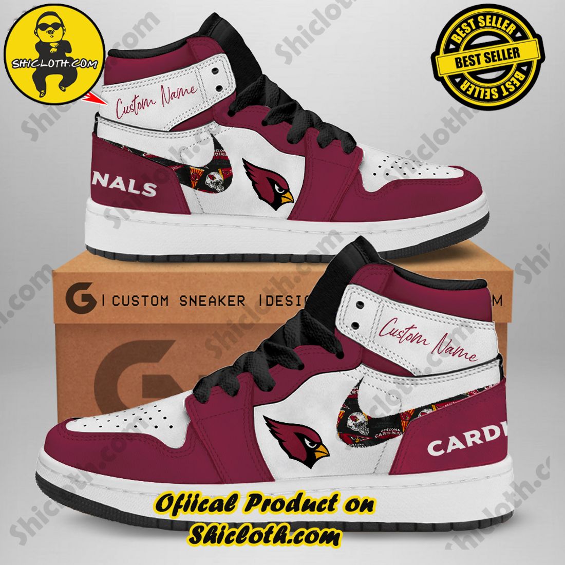 Personalized NFL Arizona Cardinals Nike Air Jordan 1 Sneakers