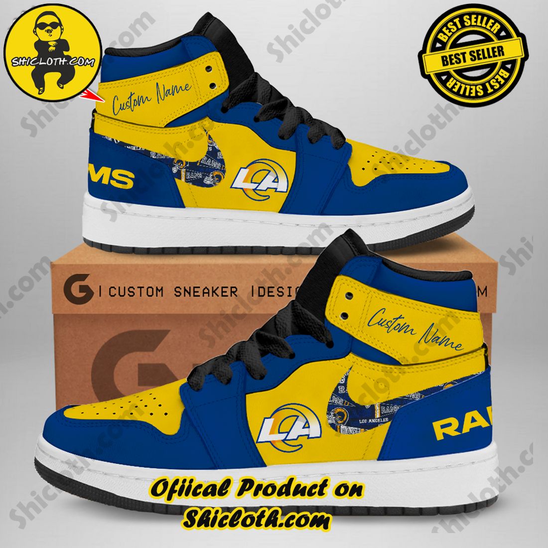 Personalized NFL Los Angeles Rams Nike Jordan 1 Sneaker