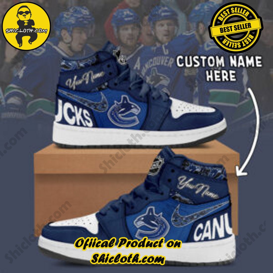 Personalized NHL Vancouver Canucks Nike Air Jordan 1 Sneaker