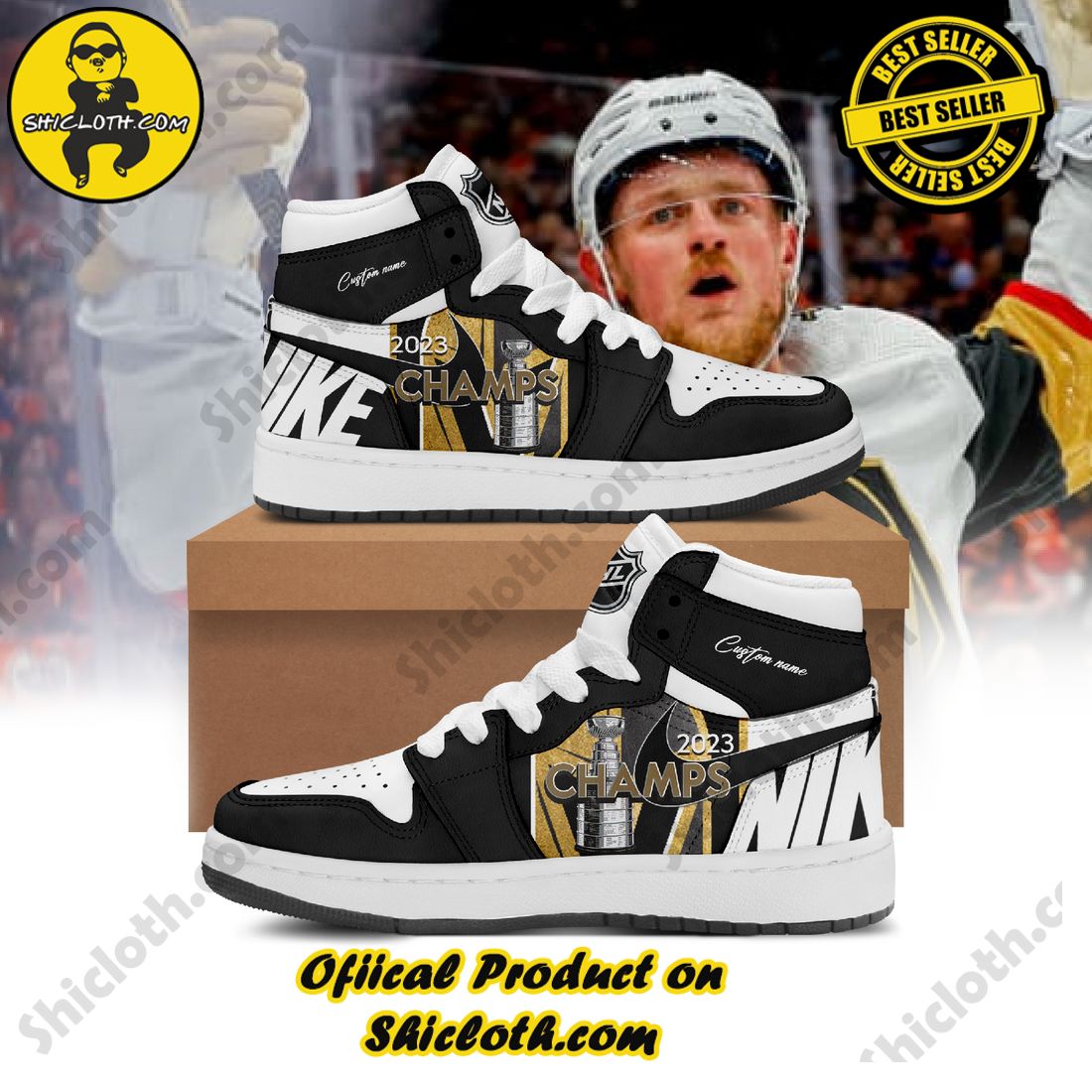 Personalized NHL Vegas Golden Knights Nike Air Jordan 1 Sneakers