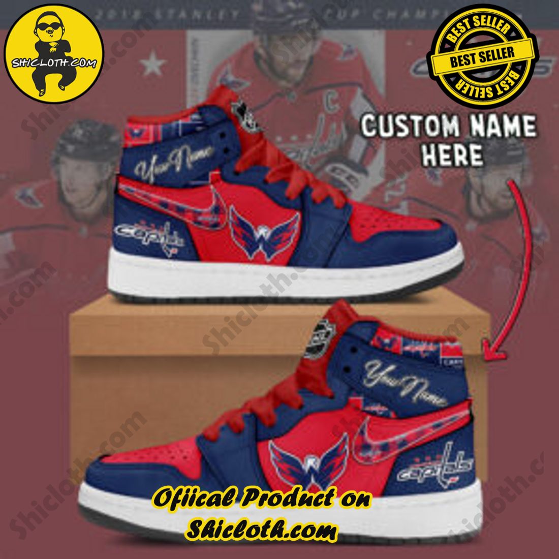 Personalized NHL Washington Capitals Nike Air Jordan 1 Sneaker