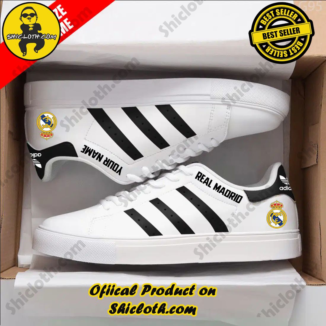 Best Seller: Shiclothshop's Stan Smith Shoes 17 Personalized Real Madrid Laliga Stan Smith Low Top Shoes