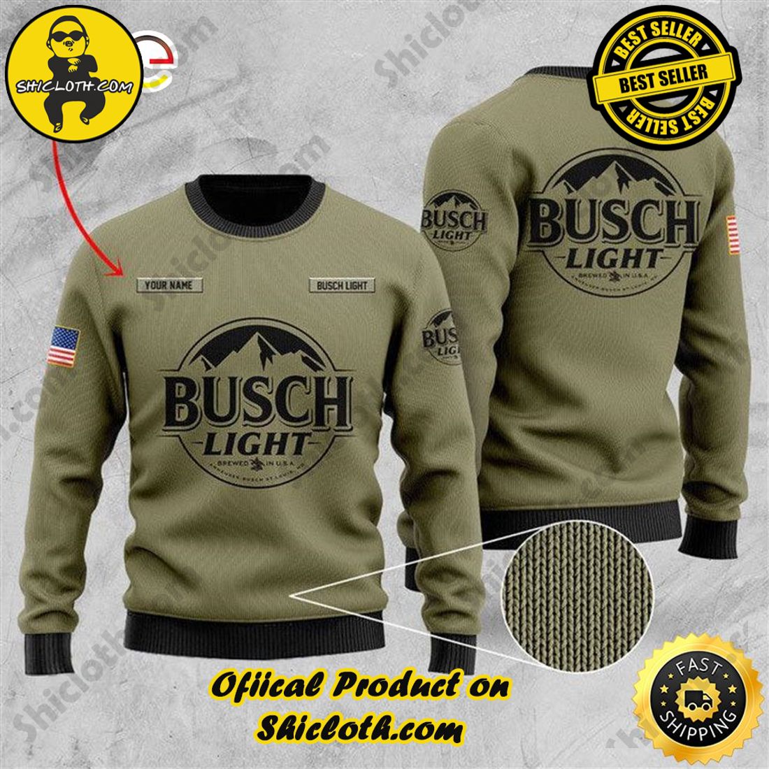 Hot Hot Hot Bestseller: Sweaters from Shiclothshop 12 Personalized U.S Flag Busch Light Beer Sweater