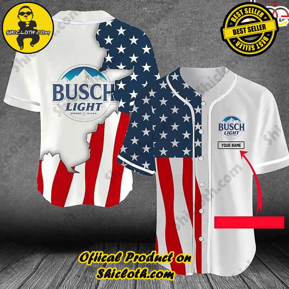 Shicloth's All-Star Baseball Jersey Shirt Collection 29 Personalized Us Flag Busch Light All Over Print Baseball Jersey