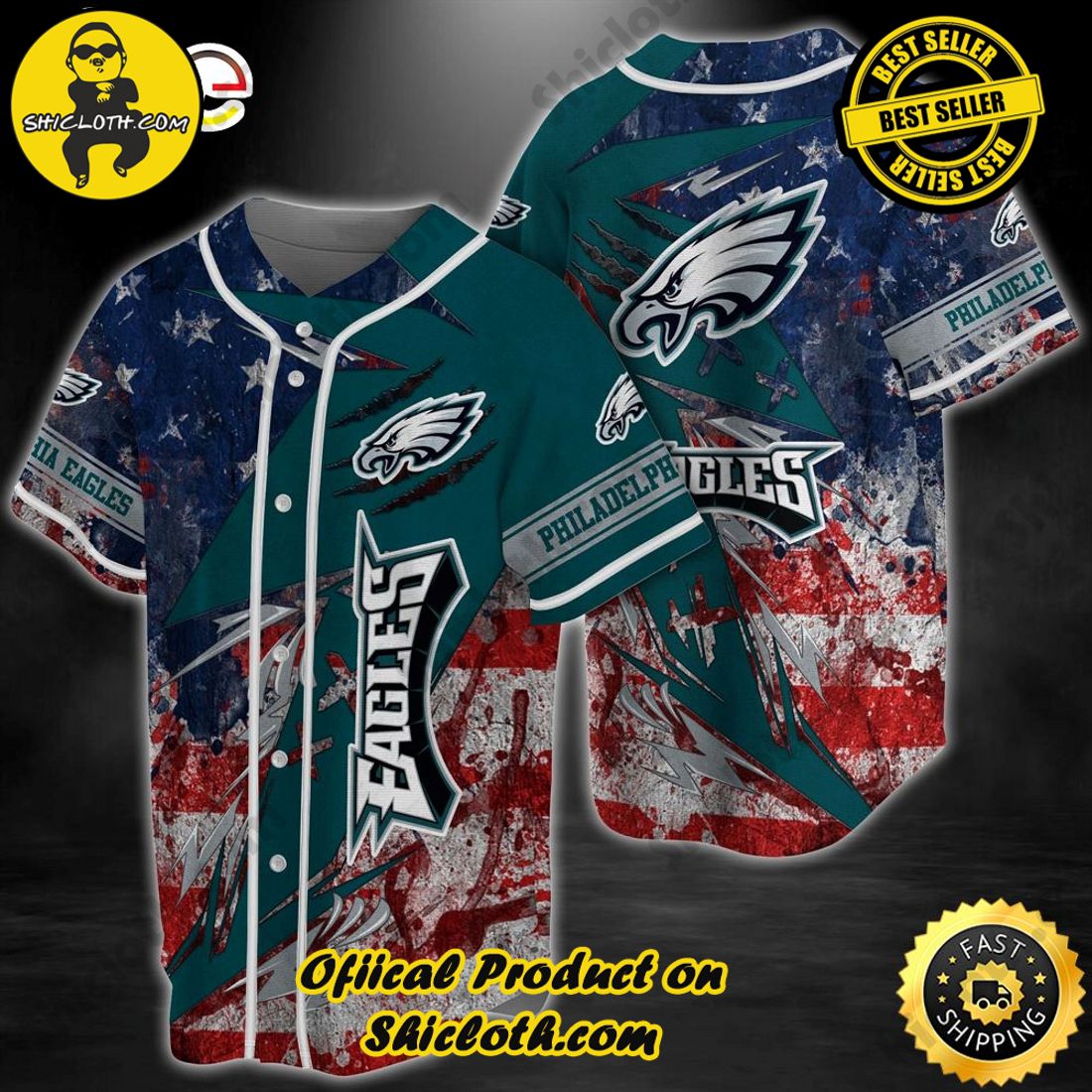 Philadelphia Eagles NFL Custom Name 3D Baseball Jersey Shirt