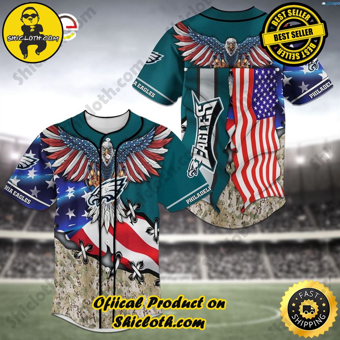 Hot trending: Shicloth's All-Star Baseball Jersey Shirt Collection 3 Philadelphia Eagles American Eagles NFL Baseball Jersey Shirt