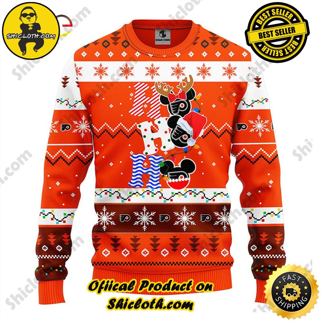 Christmas Bestseller: Sweaters from Shiclothshop 8 Philadelphia Flyers Hohoho Mickey Christmas Ugly Sweater