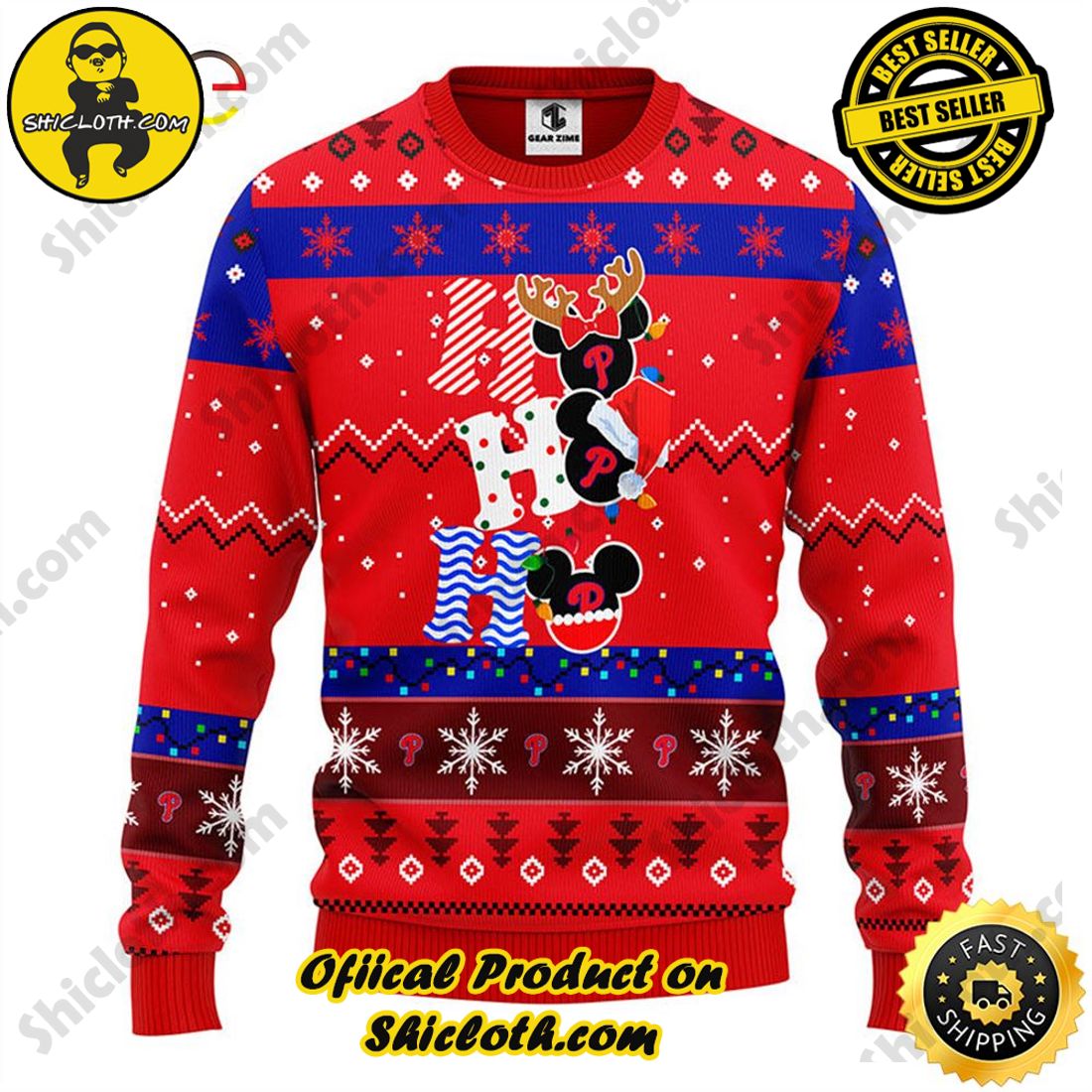 Christmas Bestseller: Sweaters from Shiclothshop 9 Philadelphia Phillies Hohoho Mickey Christmas Ugly Sweater