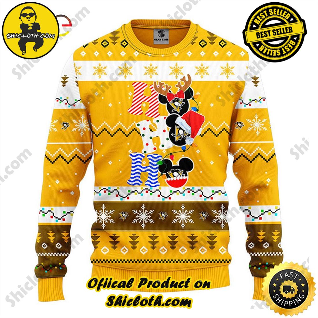 Christmas Bestseller: Sweaters from Shiclothshop 10 Pittsburgh Penguins Hohoho Mickey Christmas Ugly Sweater