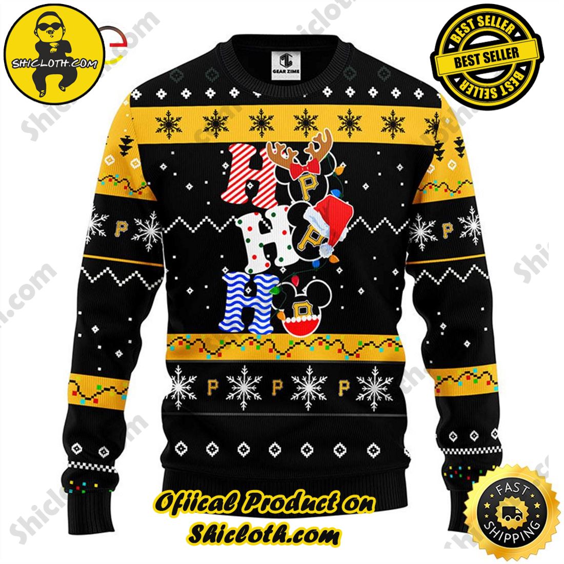 Christmas Bestseller: Sweaters from Shiclothshop 11 Pittsburgh Pirates Hohoho Mickey Christmas Ugly Sweater