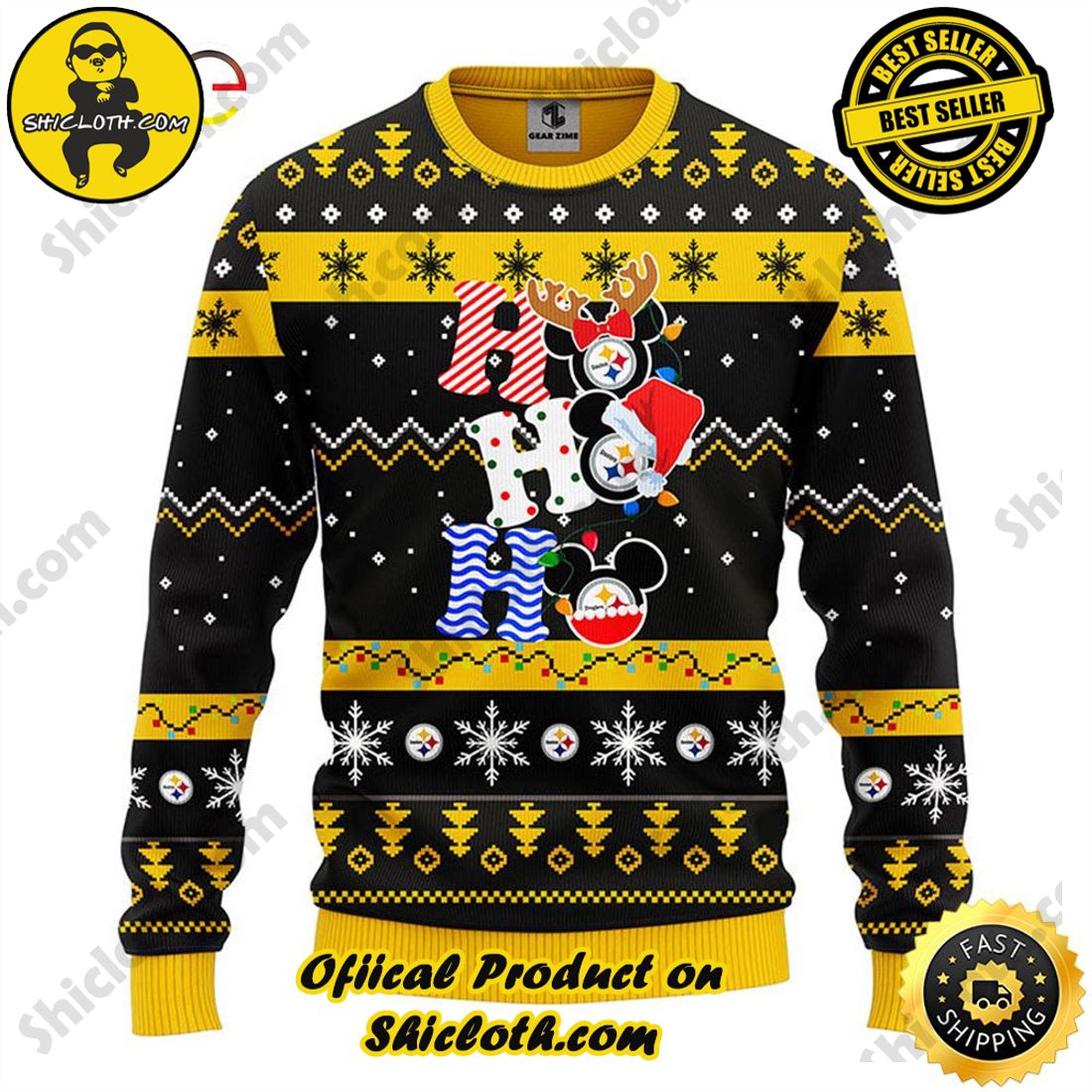 Christmas Bestseller: Sweaters from Shiclothshop 12 Pittsburgh Steelers HoHoHo Mickey Christmas Ugly Sweater