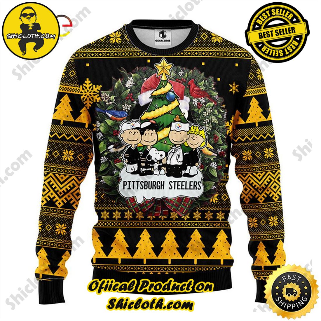 Pittsburgh Steelers Ugly Christmas Reindeer Xmas Sweater Gather