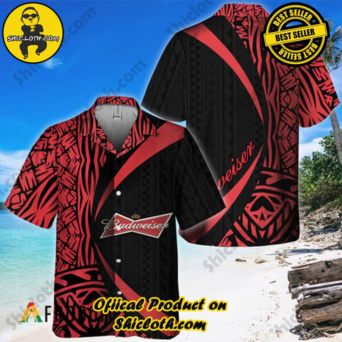 Shicloth Fashion Store's Hawaiian Shirts and Shorts - Perfect Gifts for Friends and Loved Ones 15 Polynesian Samoan Budweiser Hawaiian Shirt