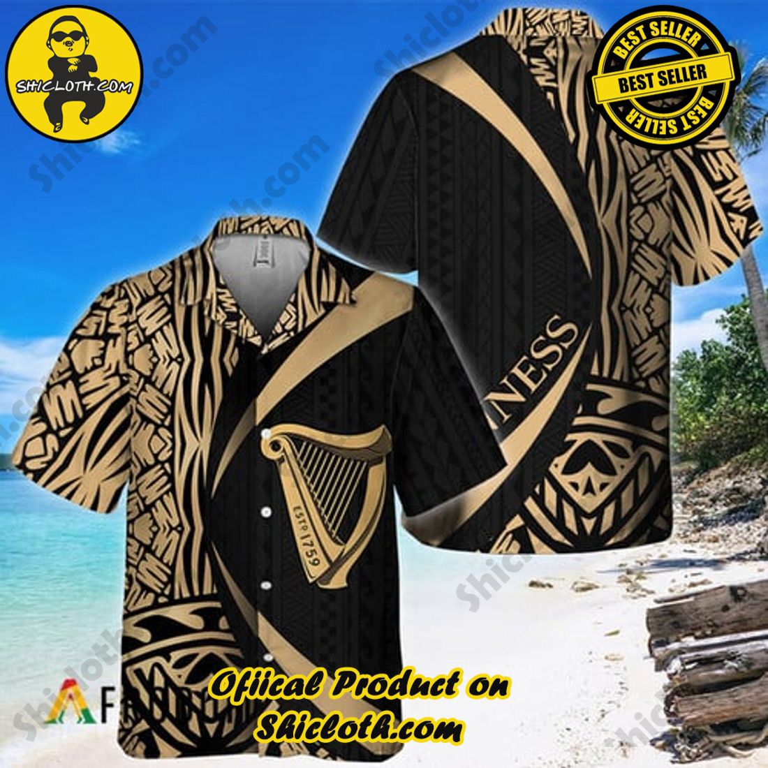Shicloth Fashion Store's Hawaiian Shirts and Shorts - Perfect Gifts for Friends and Loved Ones 16 Polynesian Samoan Guinness Hawaiian Shirt