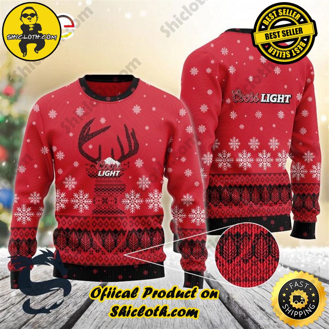 Hot Hot Hot Bestseller: Sweaters from Shiclothshop 17 Red Coors Light Reindeer Snowy Christmas Beer Sweater