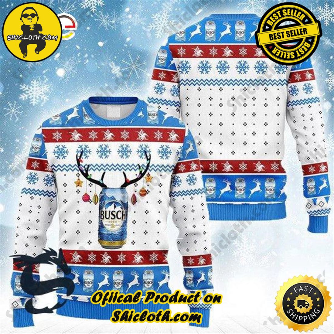 Hot Hot Hot Christmas Bestseller: Sweaters from Shiclothshop 18 Reindeer Busch Beer Christmas Ugly Beer Sweater