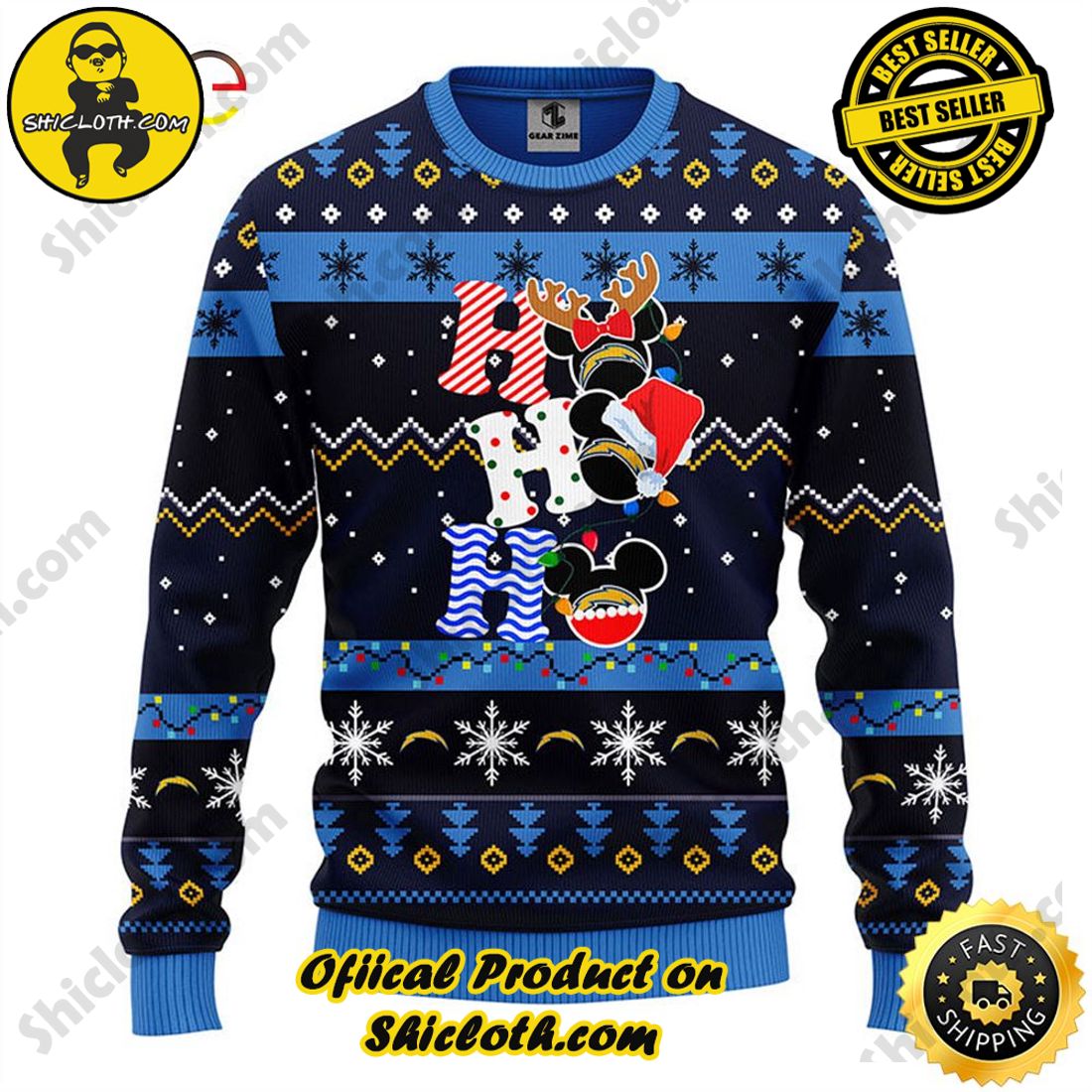 Christmas Bestseller: Sweaters from Shiclothshop 15 San Diego Chargers HoHoHo Mickey Christmas Ugly Sweater