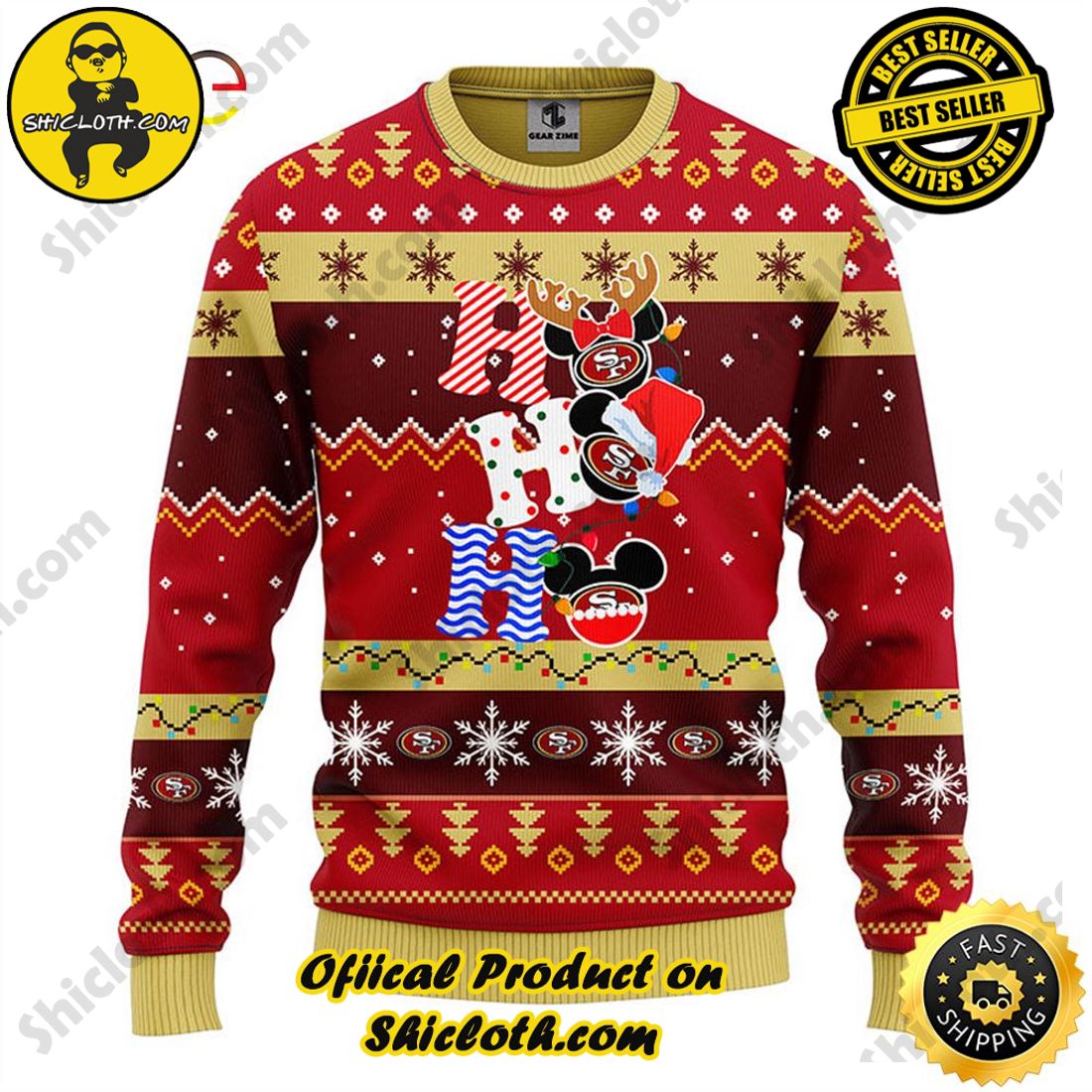 Christmas Bestseller: Sweaters from Shiclothshop 16 San Francisco 49ers HoHoHo Mickey Christmas Ugly Sweater
