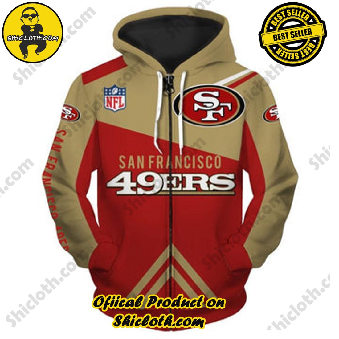 Hot Hot Hot Christmas Best Seller: Shiclothshop's 3D Hoodies 20 San Francisco 49ers Zip Up Hoodies Cheap 3D Sweatshirt Football