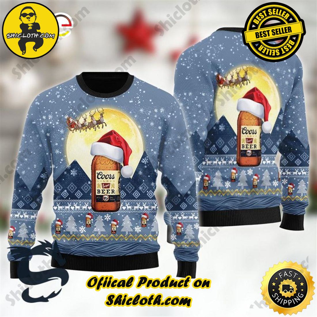 Cozy Up in Style: Shicloth's Winter Sweater Collection 34 Santa Claus Sleigh Coors Banquet Ugly Beer Sweater
