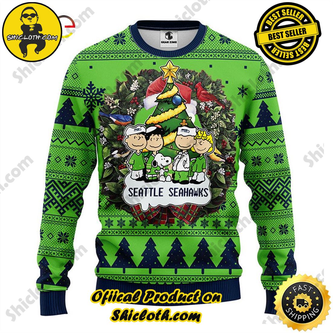 Shicloth Fashion Store's Sweaters - A Wonderful Gift for Friends and Family This Christmas Season 21 Seattle Seahawks Snoopy Dog Christmas Ugly Sweater