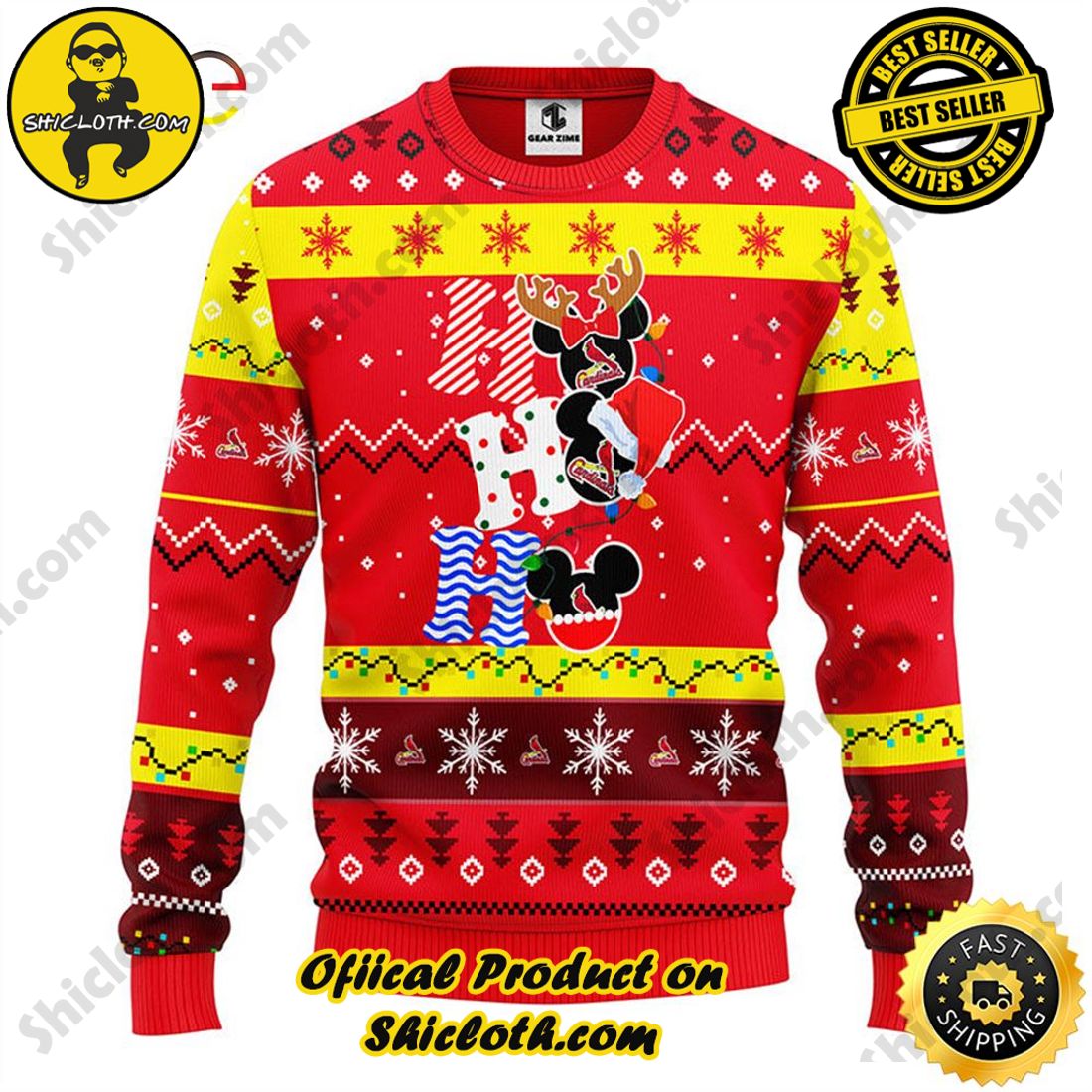 Christmas Bestseller: Sweaters from Shiclothshop 20 St Louis Cardinals Hohoho Mickey Christmas Ugly Sweater