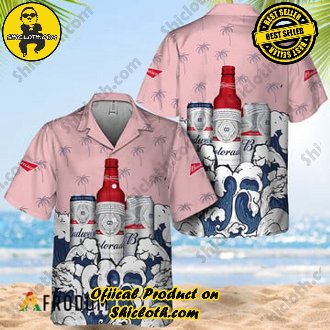 Shicloth Fashion Store's Hawaiian Shirts and Shorts - Perfect Gifts for Friends and Loved Ones 18 Summer Waves Budweiser Hawaiian Shirt