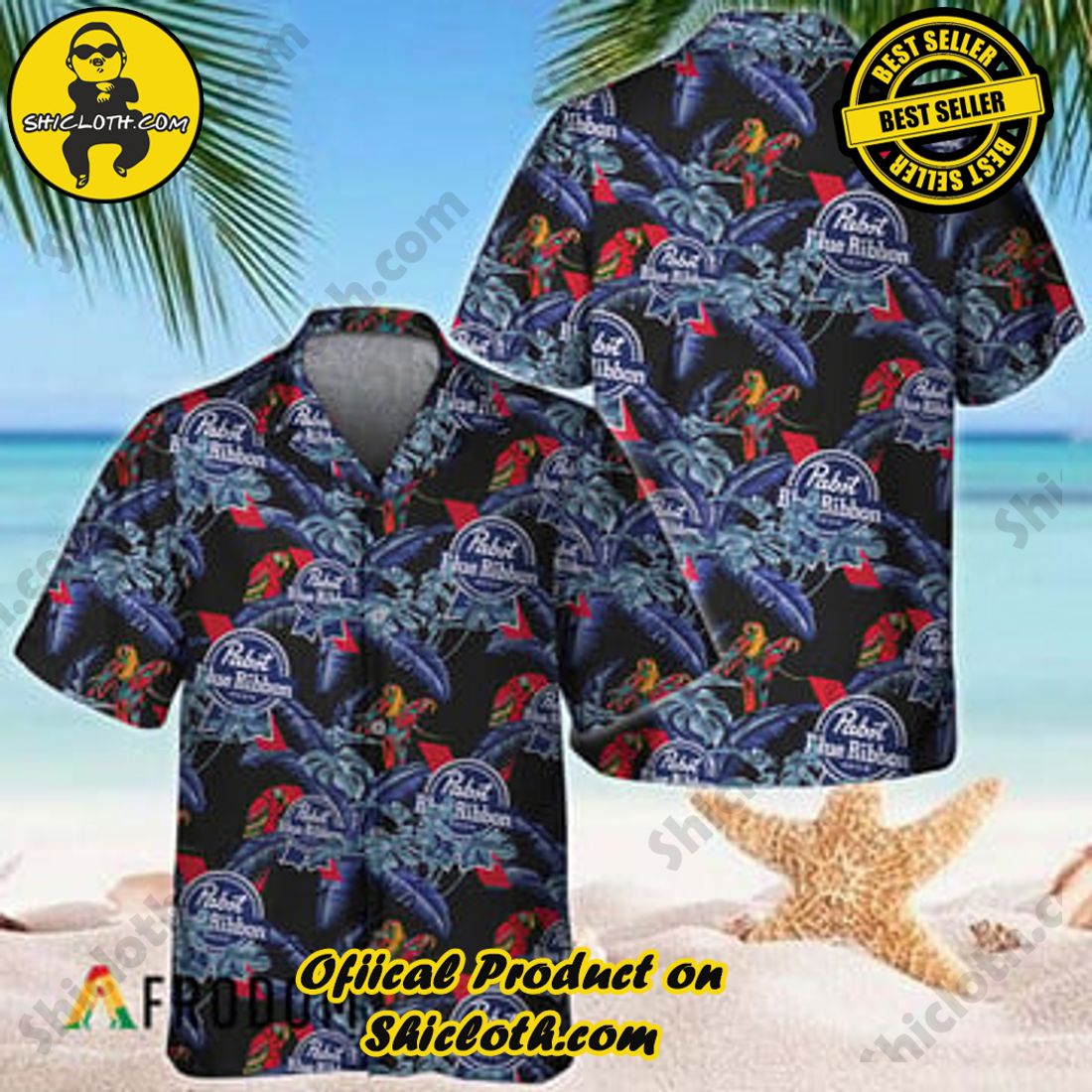 A Fantastic Gift for Summer Getaways: Shiclothshop's Hawaiian Shirts 19 Tropical Parrot Pabst Blue Ribbon Hawaiian Shirt