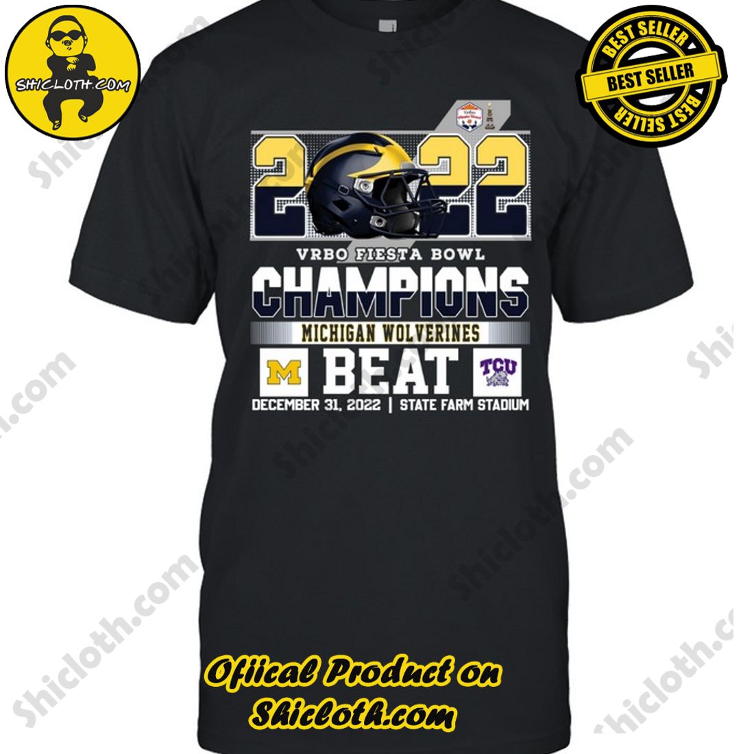 Hot trending: Discover the Ultimate Georgia Bulldogs and Michigan Wolverines Fan Gear Collection at Shiclothshop 1 2022 VRBO Fiesta Bowl Michigan Beat TCU Unisex T-Shirt