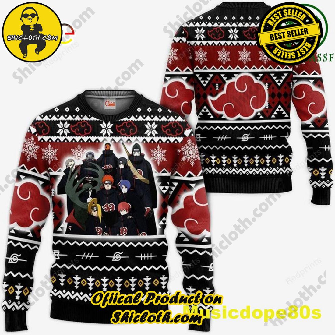 Hot Trending Shiclothshop's Sweaters: The Perfect Fashionable Gift for Everyone 6 Akatsuki Clan Christmas Sweater Custom Naruto Xmas Gifts Idea