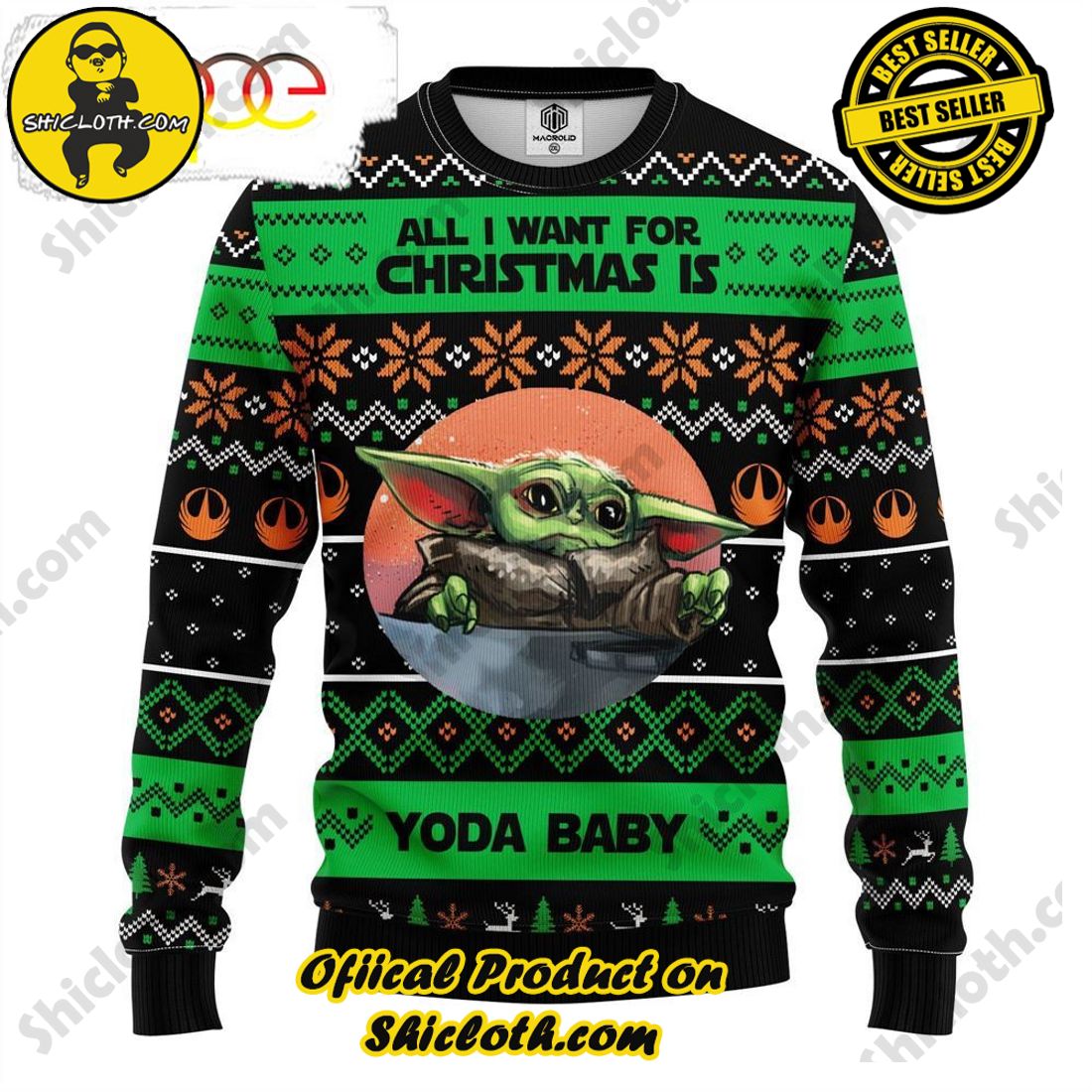 Hot Trending Shiclothshop's Sweaters: The Perfect Fashionable Gift for Everyone 24 All Want Baby Yoda Noel Ugly Christmas Sweater