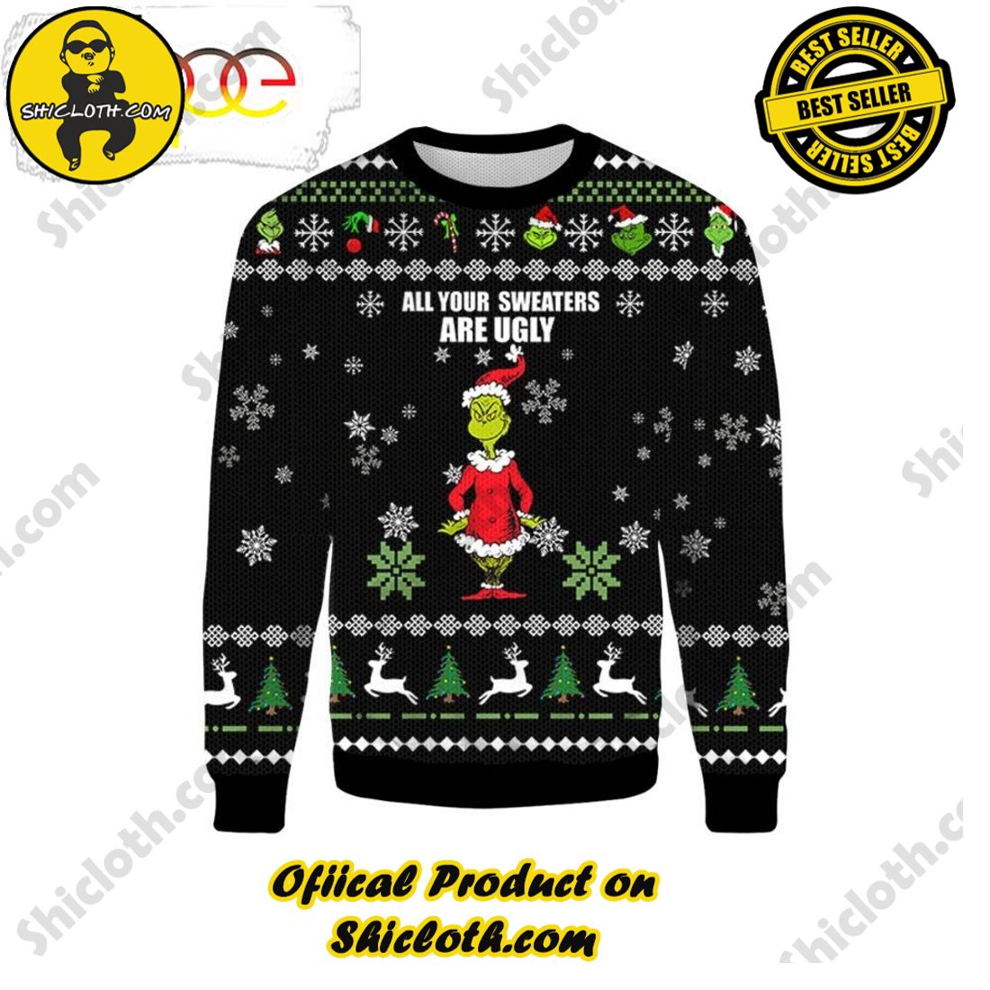 Hot Trending Shiclothshop's Sweaters: The Perfect Fashionable Gift for Everyone 25 All Your Sweaters Are Ugly Christmas Sweater Grinch Ugly