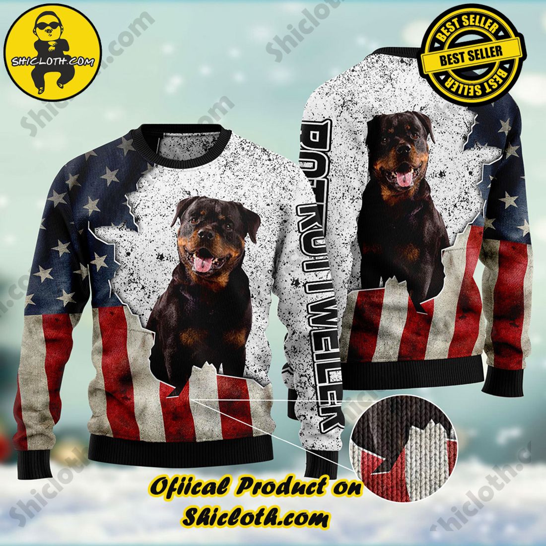 Hot Trending Shiclothshop's Sweaters: The Perfect Fashionable Gift for Everyone 30 American Rottweiler Ugly Christmas Sweater