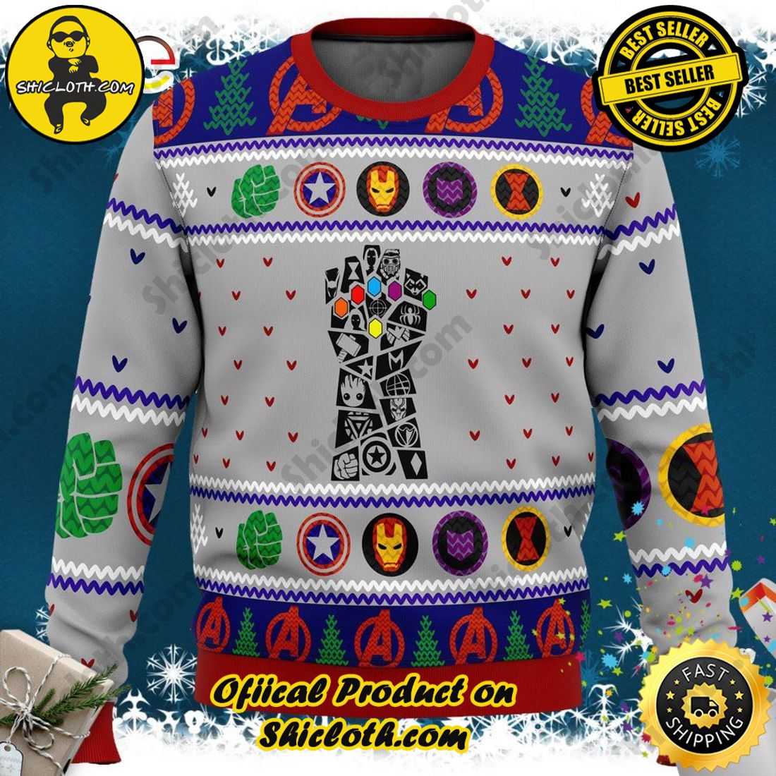 Hot Trending Shiclothshop's Sweaters: The Perfect Fashionable Gift for Everyone 36 Avengers Gauntlet Thanos Marvel Film Marvel Christmas Sweater