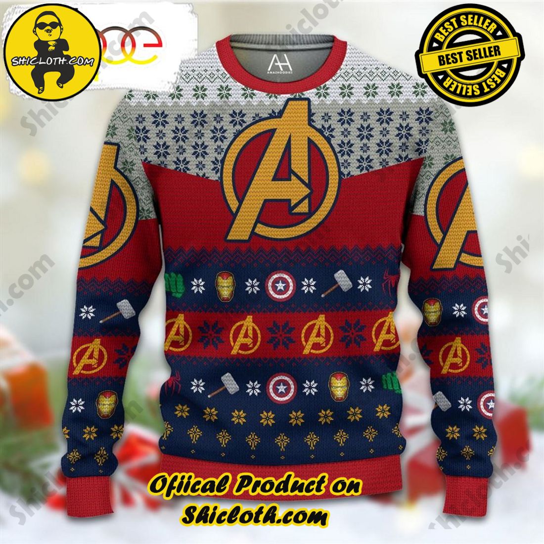 Hot Trending Shiclothshop's Sweaters: The Perfect Fashionable Gift for Everyone 37 Avengers Merry Christmas Ugly Sweater