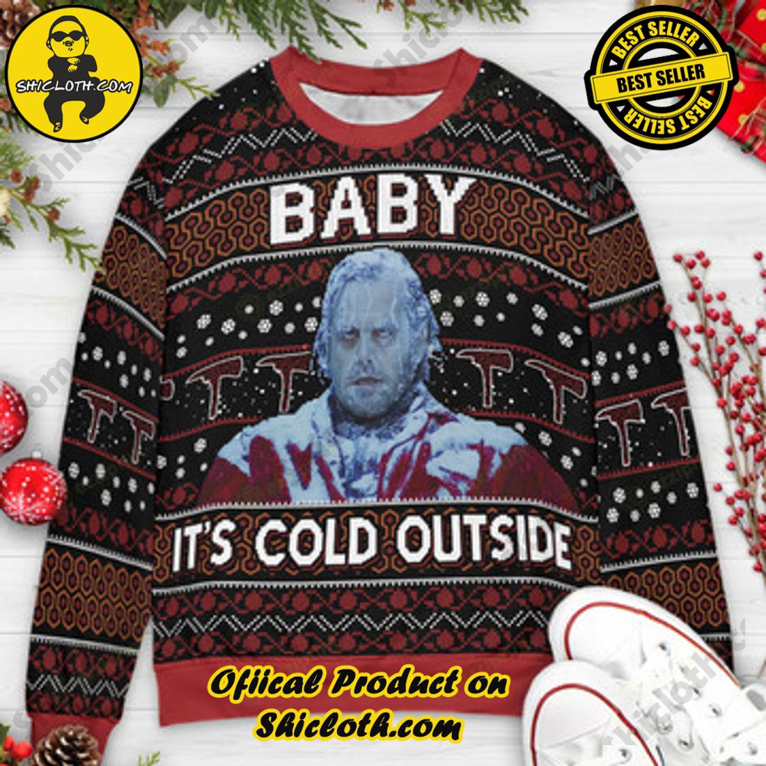 Hot Trending and Best Seller: Shiclothshop's Ugly Christmas Sweaters: Embrace Festive Fashion with Flair 6 Baby It's cold outside Jack Torrance The Shining Ugly Christmas Sweater