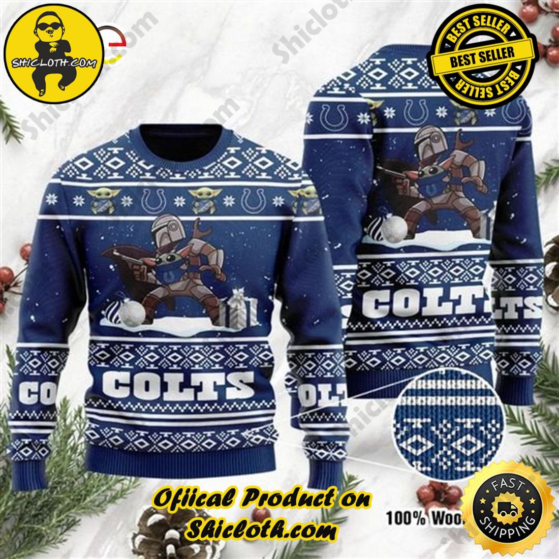 Best Seller : Exploring Shicloth's NFL Ugly Sweater Collection 3 Baby Yoda Boba Fett The Ugly Sweater Style 1
