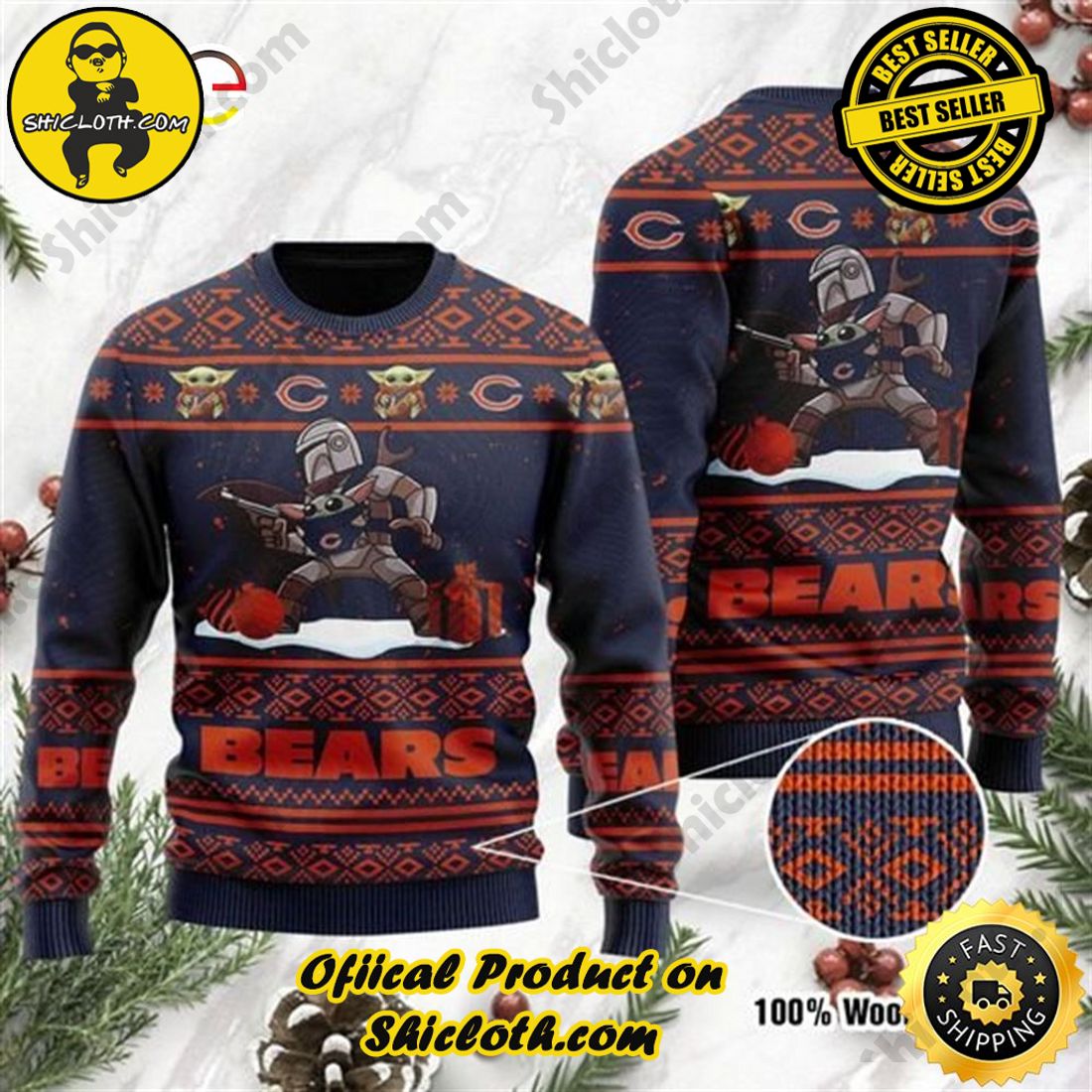 Best Seller : Exploring Shicloth's NFL Ugly Sweater Collection 4 Baby Yoda Boba Fett The Ugly Sweater Style 2