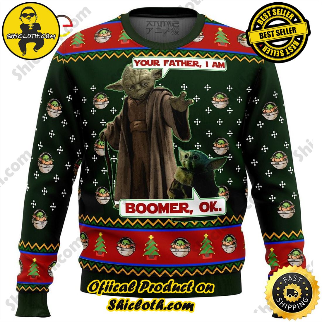 Best Seller and Hot Trending : Exploring Shicloth's NFL Ugly Sweater Collection 6 Baby Yoda Boomer Star Wars Ugly Sweater
