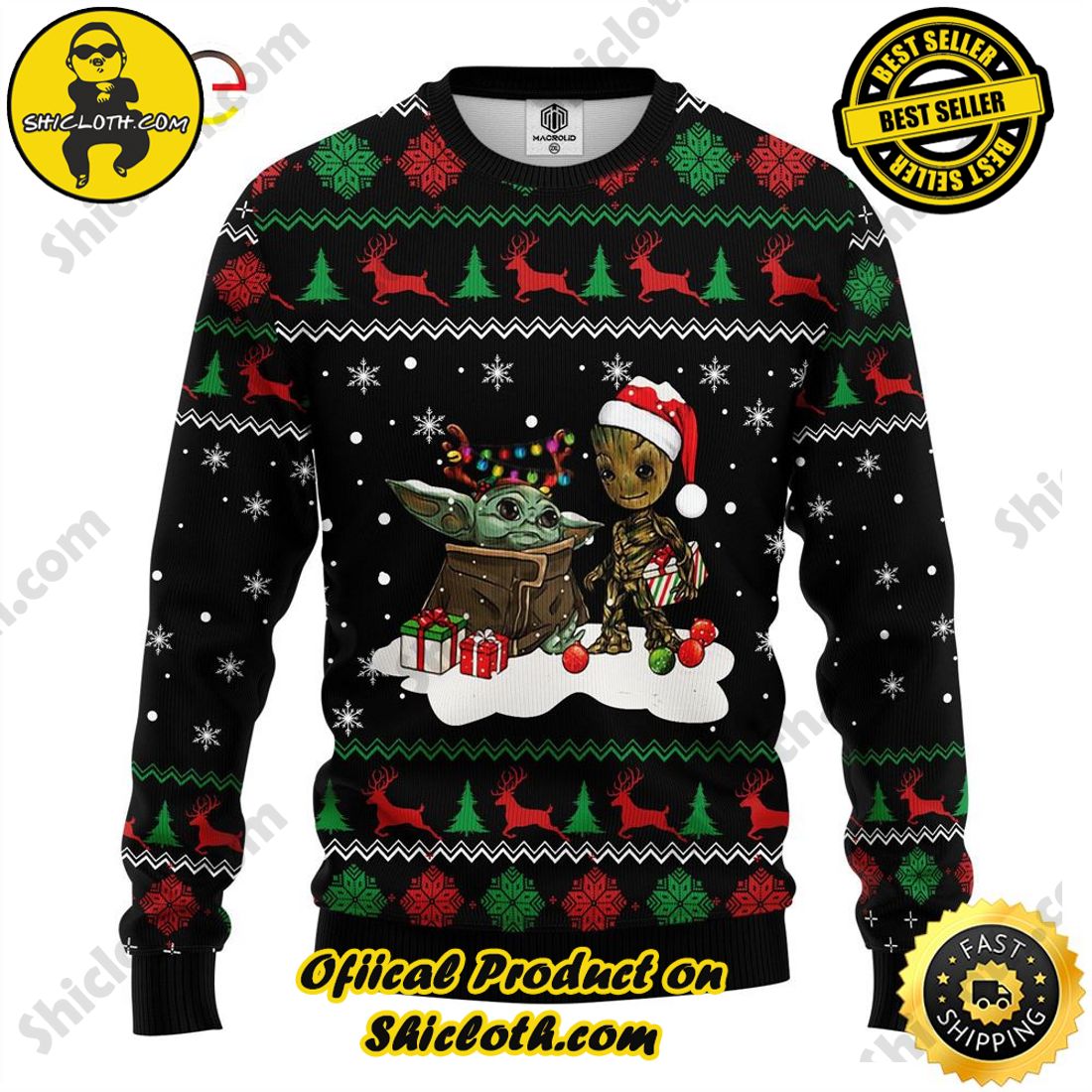 Best Seller : Exploring Shicloth's NFL Ugly Sweater Collection 8 Baby Yoda Meet Baby Groot Ugly Sweater