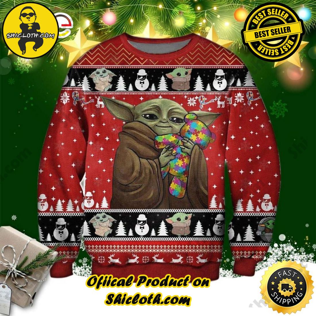 Best Seller and Hot Trending : Exploring Shicloth's NFL Ugly Sweater Collection 10 Baby Yoda With Puzzles Autism, Ugly Sweater