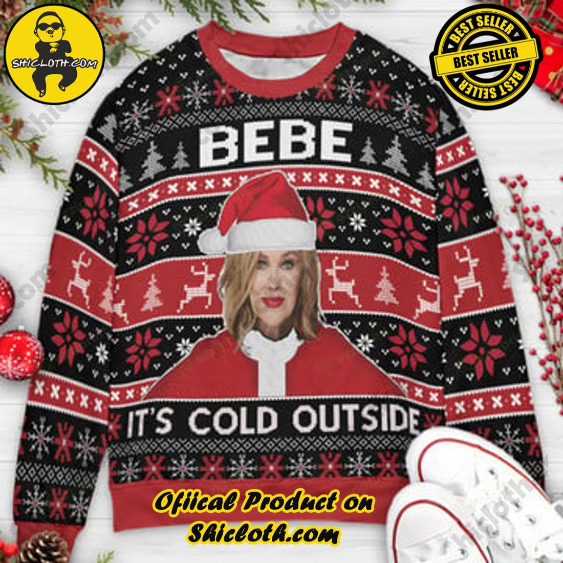 Hot Trending and Best Seller: Shiclothshop's Ugly Christmas Sweaters: Embrace Festive Fashion with Flair 7 Bebe It's cold outside Moira Rose Schitt's Creek Ugly Christmas Sweaters