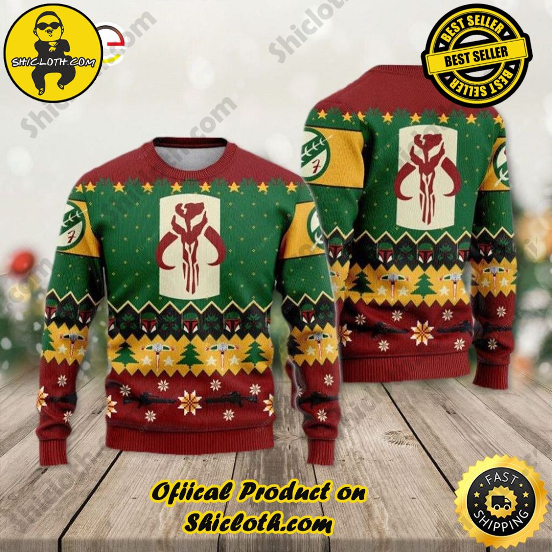 Best Seller and Hot Trending : Exploring Shicloth's NFL Ugly Sweater Collection 11 Boba Fett Logo Star Wars Ugly Sweater