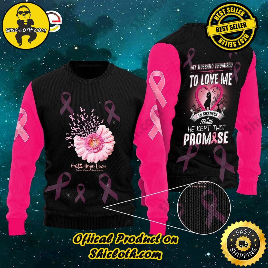 Hot trending for Christmas : Sweaters from Shiclothshop 6 Breast Cancer Awareness Husband Love Ugly Sweater Ideas